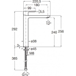 Roca Cala A5A346EC00 高身面盆龍頭：38mm纖薄壺身、省水節能、180mm出水口距離